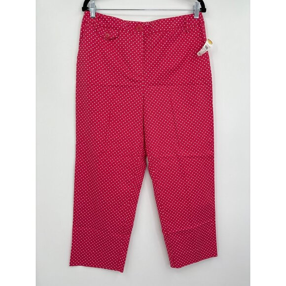 Talbots Polka Dot Crop Capri Pant Pink Size 12 NEW - Picture 1 of 6